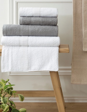 Juego de toalla y toallón Grain jacquard con guarda waffle JEAN CARTIER