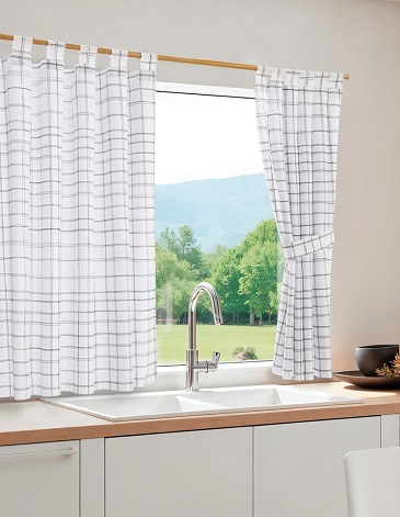 Juego cotinas cocina cuadriculada 2 paños de 1.25 x 1.45 cm JEAN CARTIER