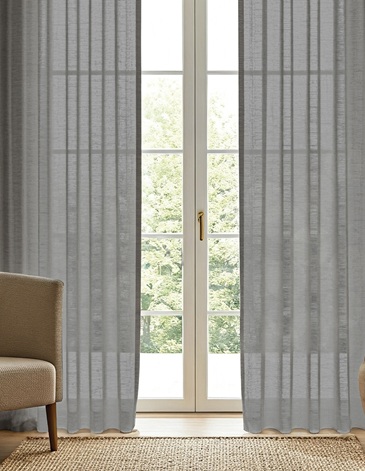 Juego de cortinas lisas de símil gasa de algodón con cinta fruncidora JEAN CARTIER