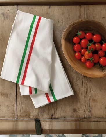 Repasador  40 X 60cm de base blanca con guarda verde y roja JEAN CARTIER