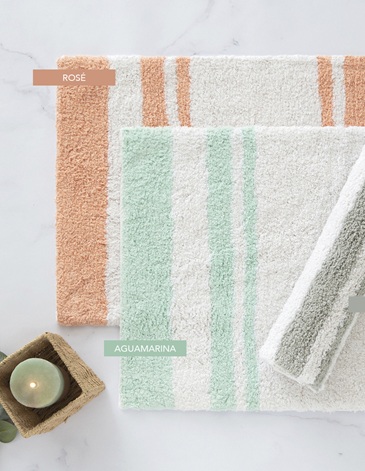 Alfombra de baño con rayas de color. ¡100% ALGODÓN JEAN CARTIER