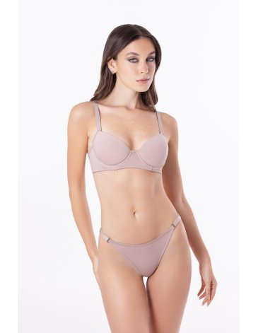 CONJUNTO TAZA SOFT DE MICROFIBRA Y TANGA CON BRETELES ANCHOS T85/100 UAILEE