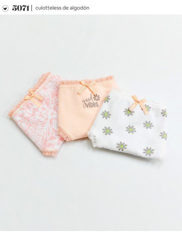 Coulotte less elastico fantasia Pack x3 unid Algodon VINTAGE