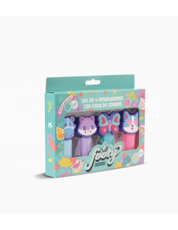 Set de 4 resaltadores con diferentes tintas de colores. FOOTY