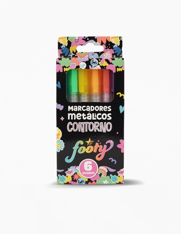 MARCADORES METALICOS CONTORNO  X 6 COLORES FOOTY