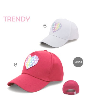 Gorra Con Visera Cap Ajustable con Abrojo Infantil Corazon TRENDY