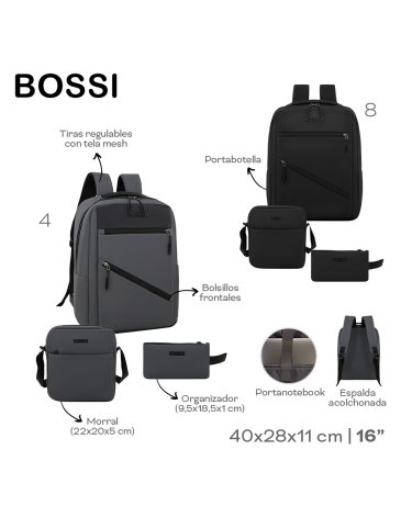 Set x 3 Mochila 16