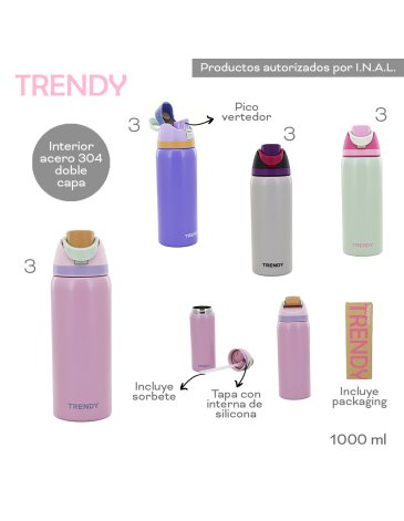 Botella termica 1000ml TRENDY