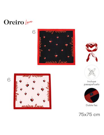 Pañuelo Doble faz, incluye pasapañuelo LAS OREIRO LOVE