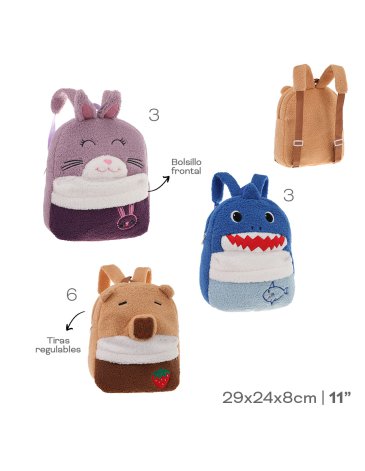Mochila Infantil Animalitos Peluche 11