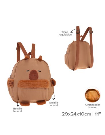 Mochila Infantil Peluche Capibara 11