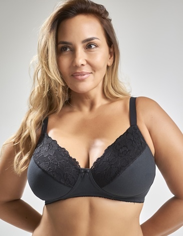 Soutien confort de taza doble, sin arco de algodón, lycra y puntilla T95/110 TIENTO