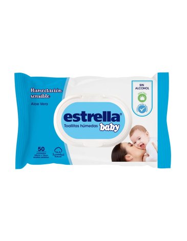 Toallitas humedas x 50 unidades Aloe Vera sin alcohol ESTRELLA