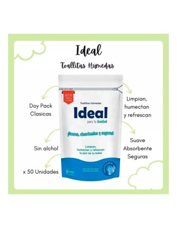 Toallitas humedas clasicas x 50 unidades - IDEAL