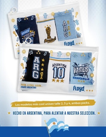 Media caña morley Pack x3 Talle 4 Mundial Argentina FLOYD