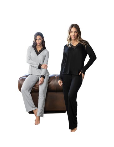Pijama de viscosa con puntilla- Línea Sexy Talle S al  XL LENCATEX