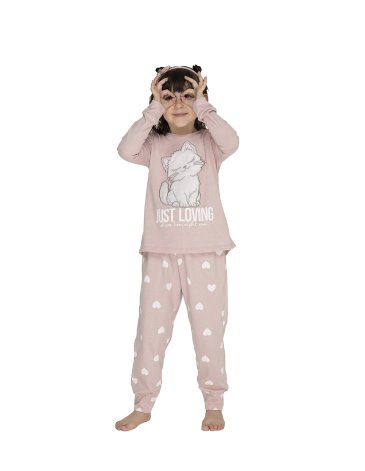 Pijama de jersey con aplique de peluche- Gatito T4/16 LENCATEX