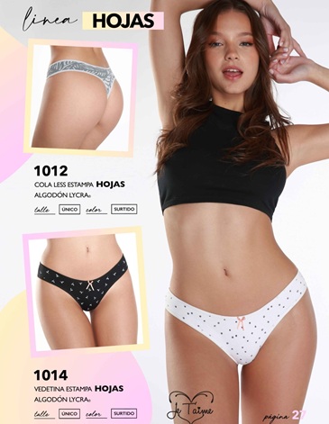 Colaless alg y lycra Hojas Pack x3 JE TAIME