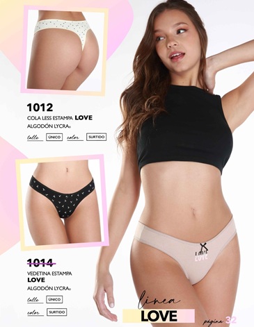 Colaless LOVE alg y lycra Pack x3 JE TAIME