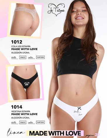 Colaless alg y lycra Made With Love Pack x3 JE TAIME