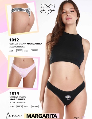 Colaless alg y lycra Margaritas Pack x3 JE TAIME