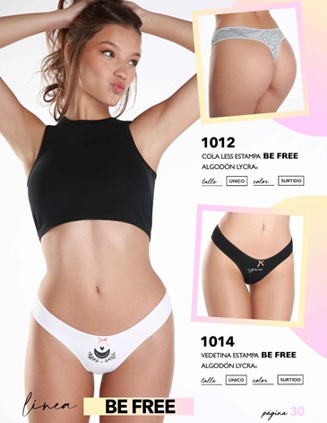 Vedetina Algodon y Lycra BE FREE Pack x3 JE TAIME