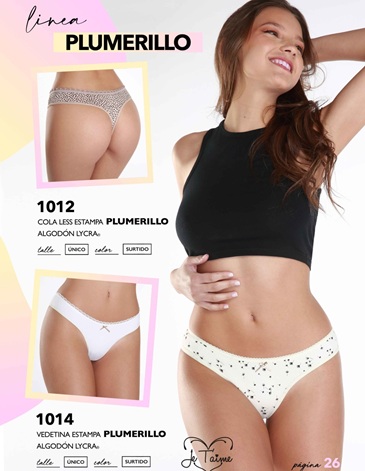 Vedetina Algodon y Lycra PLUMERILLO Pack x3 JE TAIME
