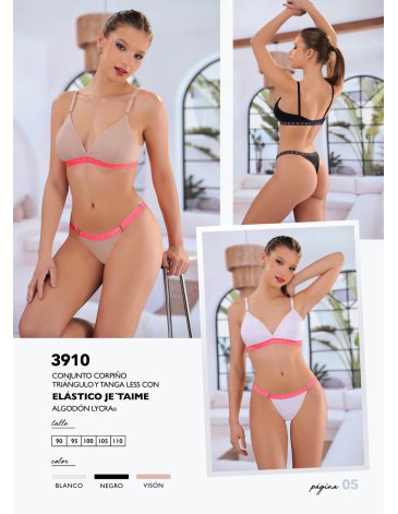 Conjunto triangulo alg y lycra con colaless regulable T90/110 JE TAIME