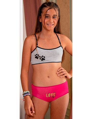 Conjunto Top en Alg/Lyc Estampado y culote con Orejas 3D. Talle 8 al 16 NATUBEL