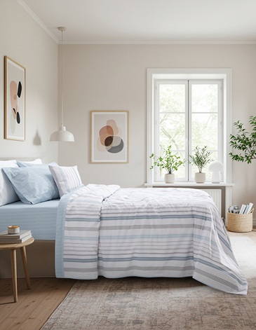 Juego de sabana Estudio Percal 144 Hilos 1 1/2 PL ALCOYANA