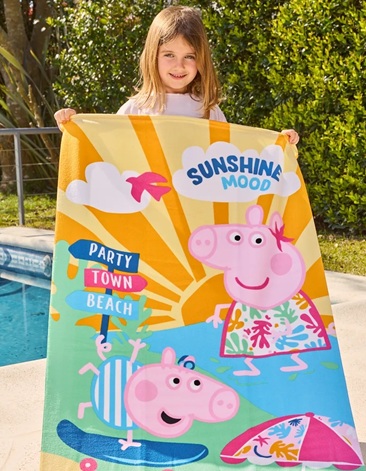 Toallon con Bolso Microfibra 70x130cm PEPPA PIG PIÑATA