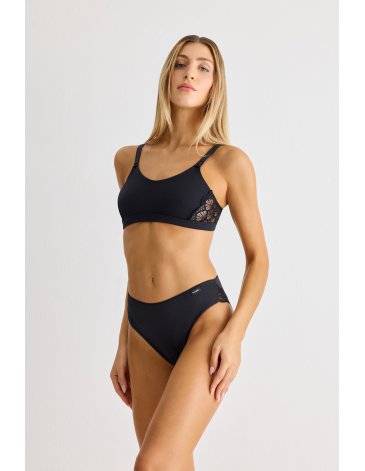 Vedetina de microfibra con puntilla. TS/M - L/XL. Pack x3 BRIGITTE