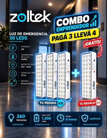 Combo consorcio | Luz de emergencia 30 led x 10 unidades ZOLTEK
