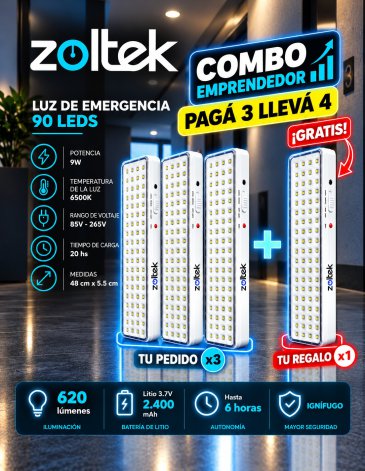 Combo consorcio | Luz de emergencia 90 led x 10 unidades ZOLTEK
