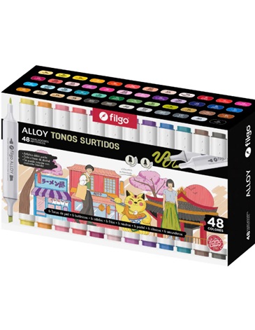 Marcador artistico doble punta Alloy Estuche 48 unidades FILGO