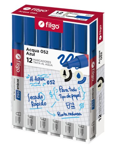 Marcador al agua 052 Redonda / Caja x 12 Azul FILGO
