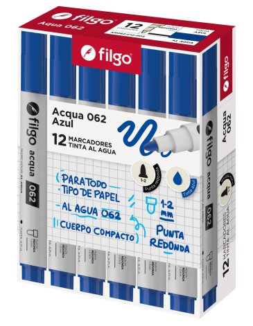 Marcador la agua 062 Redonda / Caja x 12 azul FILGO