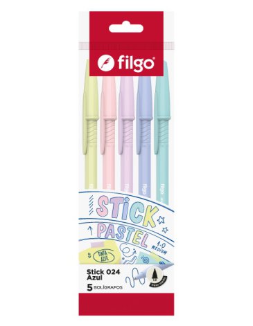 Boligrafo stick clasico 024 1.0 pastel flow pack 5 azul FILGO