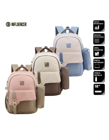 Mochila 18'' con cartuchera INFLUENCER