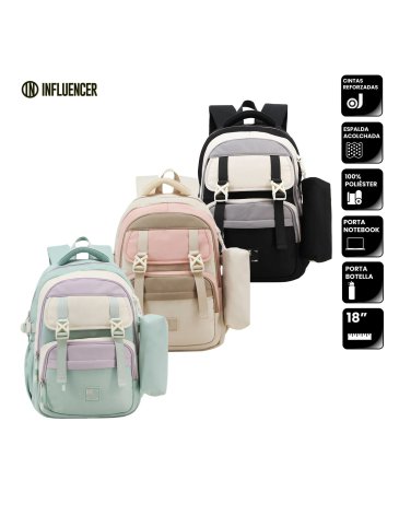 Mochila 18'' con cartuchera INFLUENCER