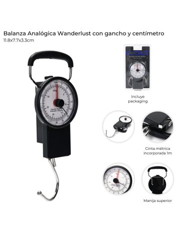 Balanza Analogica con gancho y centimetro 11.8x7.7x3.3cm WANDERLUST
