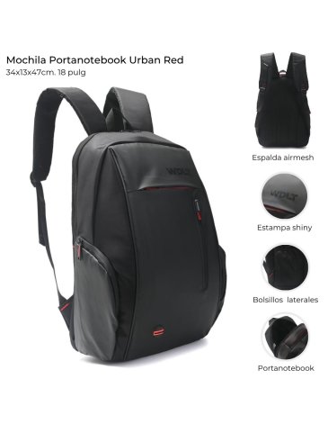 Mochila Portanotebook Antirrobo Urban Red 18