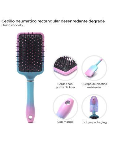 Cepillo neumatico rectangular desenredante degrade SKORA