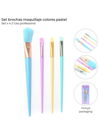 Set brocha maquillaje colores pastel - x4u SKORA