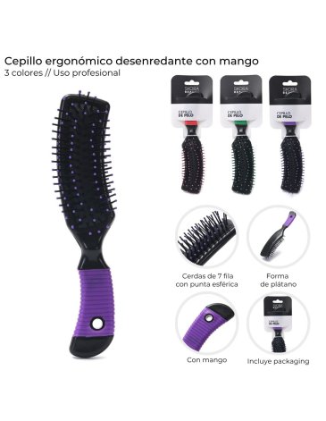 Cepillo ergonomico desenredante con mango SKORA