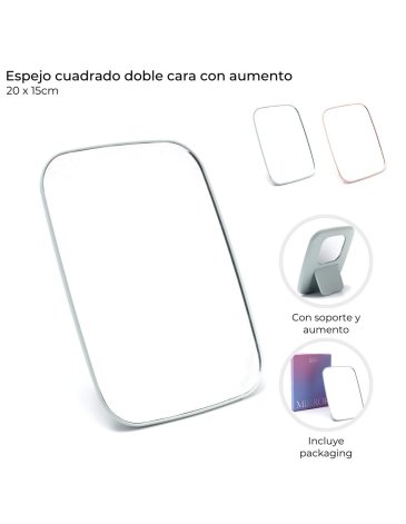 Espejo cuadrado doble cara con soporte SKORA