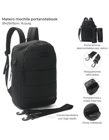 Mochila Matera Portanotebook y correa bandolera WANDERLUST