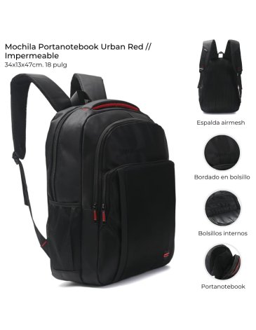Mochila Portanotebook Urban Red 18
