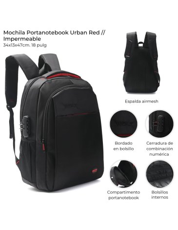 Mochila Portanotebook Urban Red 18