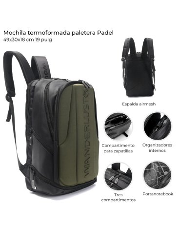 Mochila Termoformada Paletera Padel 3 Comp. 19
